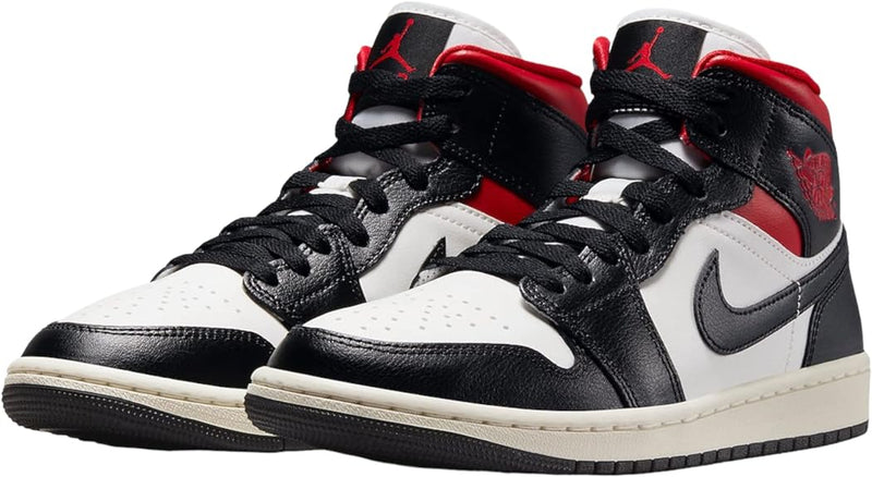 Women's Air Jordan 1 Mid Black/Gym Red-Sail (BQ6472 061)