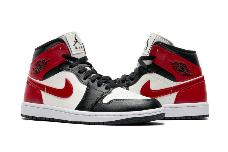 Women's Air Jordan 1 Mid Sail/Gym Red-Off Noir-White (BQ6472 160)