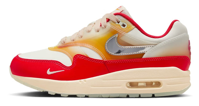 Women's Air Max 1 '87 PRM Sail/Metallic Slvr-Siren Red (FN7683 133)