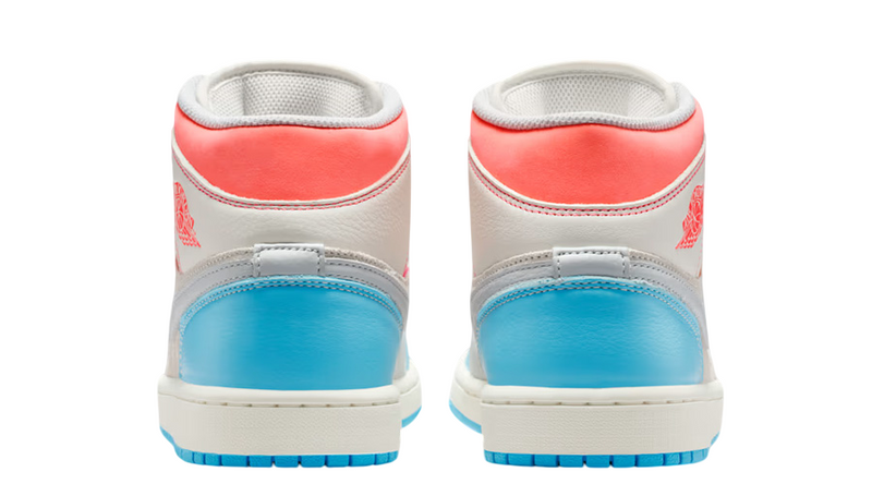 Women's Jordan 1 Mid Sail/Blue Chill-Hot Lava (IM7420 133)
