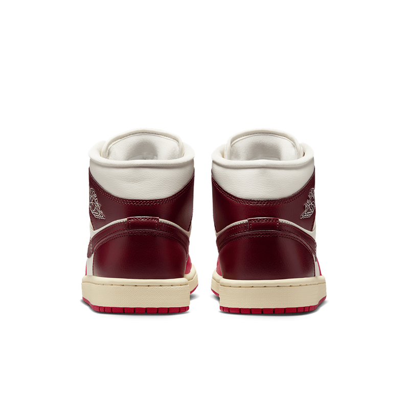 Women's Jordan 1 Mid Sail/Dark Team Red (BQ6472 119)