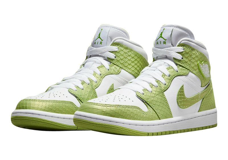 Women's Jordan 1 Mid SE "Green Phyton" Wht/Vivid Green-Wht (DV2959 113)
