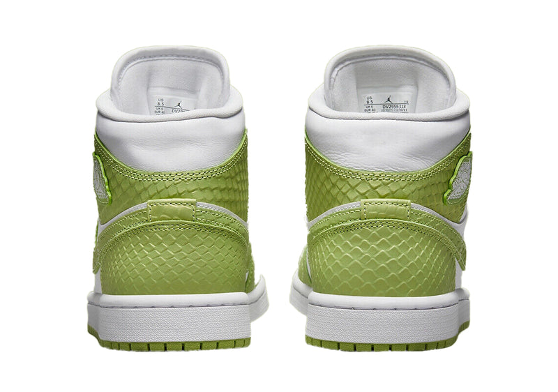 Women's Jordan 1 Mid SE "Green Phyton" Wht/Vivid Green-Wht (DV2959 113)
