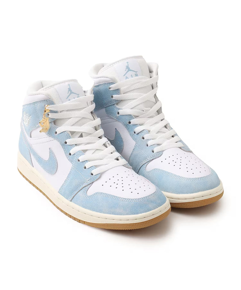 Women's Jordan 1 Mid White/Worn Blue-Sail (HQ2005 100)