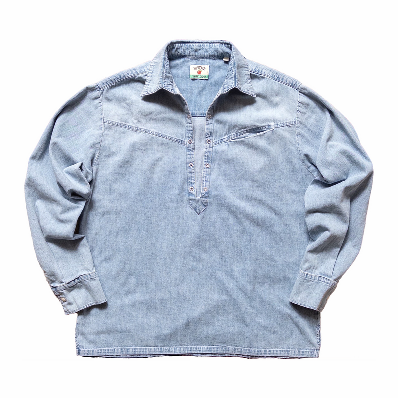 Wythe Denim Pullover Shirt (Washed Indigo) - August Shop