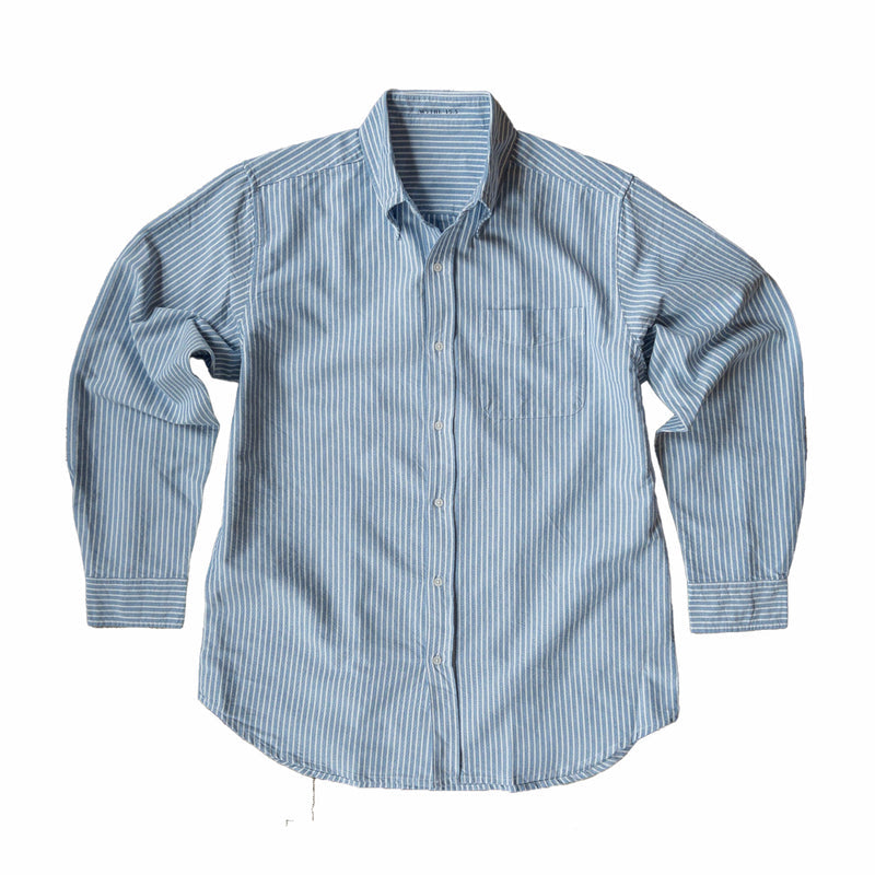 Wythe Oxford Cloth Button Down Shirt (Blue/White Stripe) - August Shop