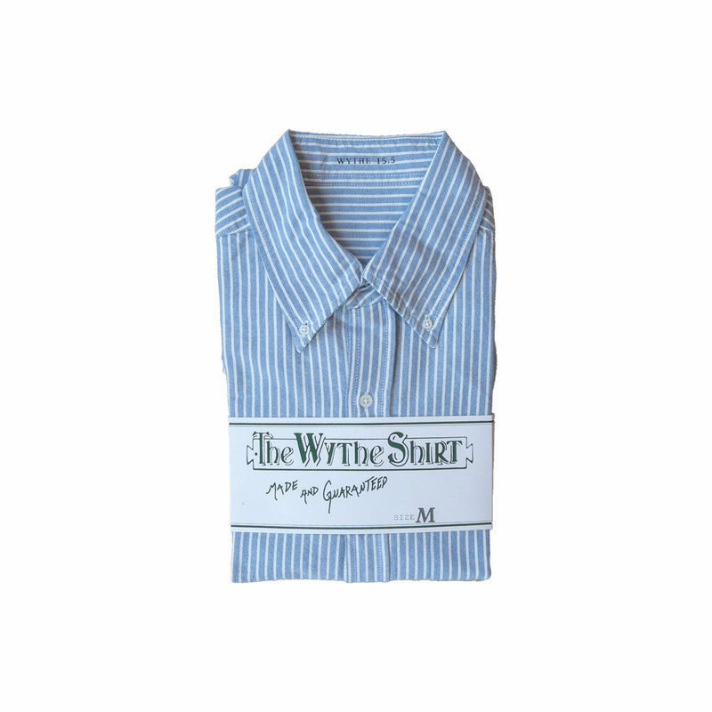 Wythe Oxford Cloth Button Down Shirt (Blue/White Stripe) - August Shop