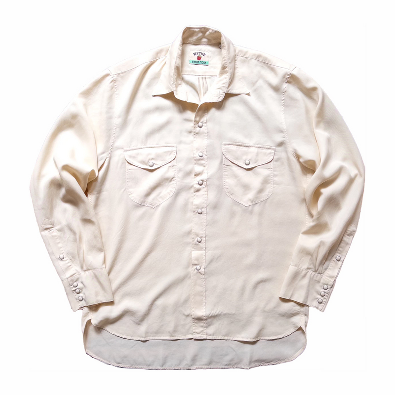 Wythe Tencel Gabardine Pearlsnap Shirt (Buttermilk) - August Shop