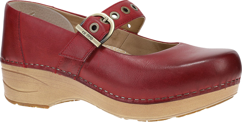 Quarter turn view Women's Dansko Footwear style name Xp 2.0 Mary Jane in color Red. Sku: 3960041421